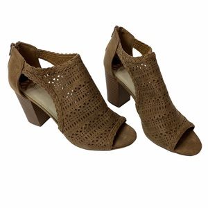 Fergalicious Parker Tan Peep Toe Bootie Sandal